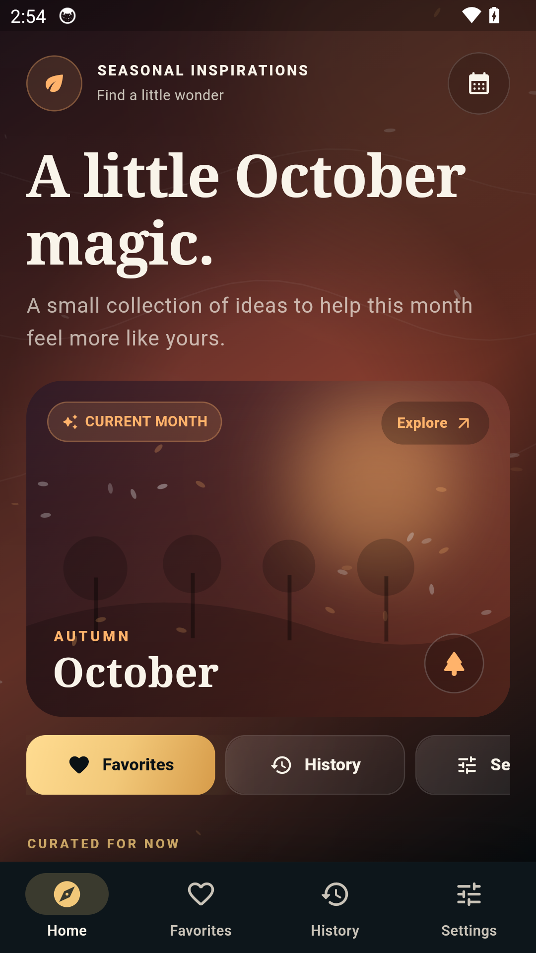Seasonal Inspirations October home screen